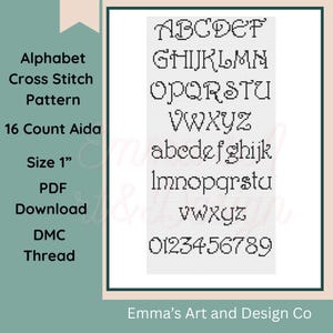 Alphabet Cross Stitch Pattern PDF, Fancy Script Font, Cursive Monogram, Embroidery Letters, Download
