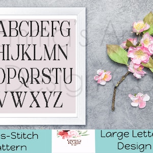 Large Alphabet Cross Stitch Pattern, Modern Cross-Stitch Pattern, Cross-Stitch Patterns, Font Cross Stitch Pattern, Letters, Bigger letters