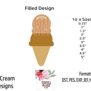 Ice Cream Embroidery Design, Cone Machine Embroidery, Ice Cream Cone Machine Embroidery, BBQ Machine Embroidery, Mini Designs 10 Sizes