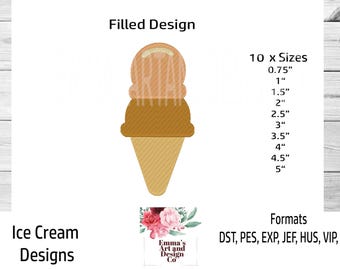 Ice Cream Embroidery Design, Cone Machine Embroidery, Ice Cream Cone Machine Embroidery, BBQ Machine Embroidery, Mini Designs 10 Sizes