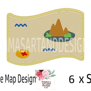 Diseño de bordado de la máquina del mapa del tesoro, diseños de bordado del mapa del tesoro pirata, bordado de mapas, patrón pirata de bordado, mapa del tesoro