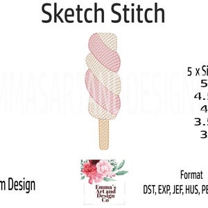 Ice Cream Embroidery Design, Cone Machine Embroidery, Ice Cream Cone Machine Embroidery, BBQ Machine Embroidery, Sketch Stitch 5 Sizes