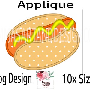 Applique Hot Dog Machine Embroidery Design, Hot Dog Embroidery Design, Food Design, Carnival Food, Hot dog Pattern, Fast Food, 15 x Sizes
