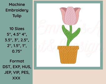 Tulip Flower Machine Embroidery Design, Spring Floral Garden, Mothers Day, Easter Gift
