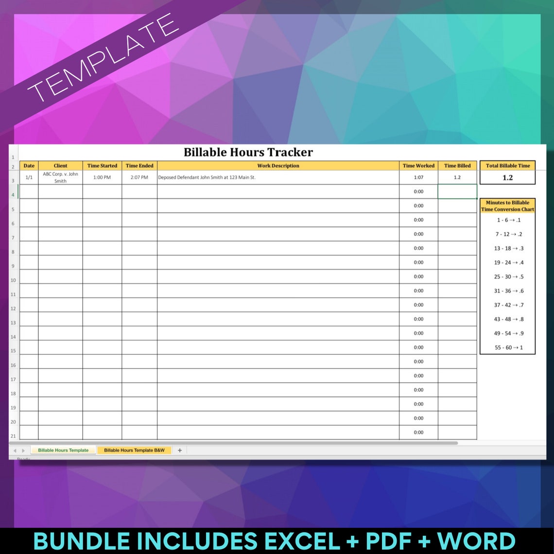 Billable Hours Tracker Template Excel PDF Word Bundle Etsy Billable Hours Tracker Template Excel PDF Word Bundle Etsy