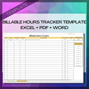 Billable Hours Tracker Template - Excel, PDF, Word Bundle | Associate Attorney Billable Hours Template | Law Firm Billable Hours Template