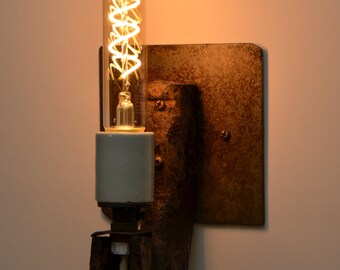 Handmade Steel Sconce, created from recovered underwater metal