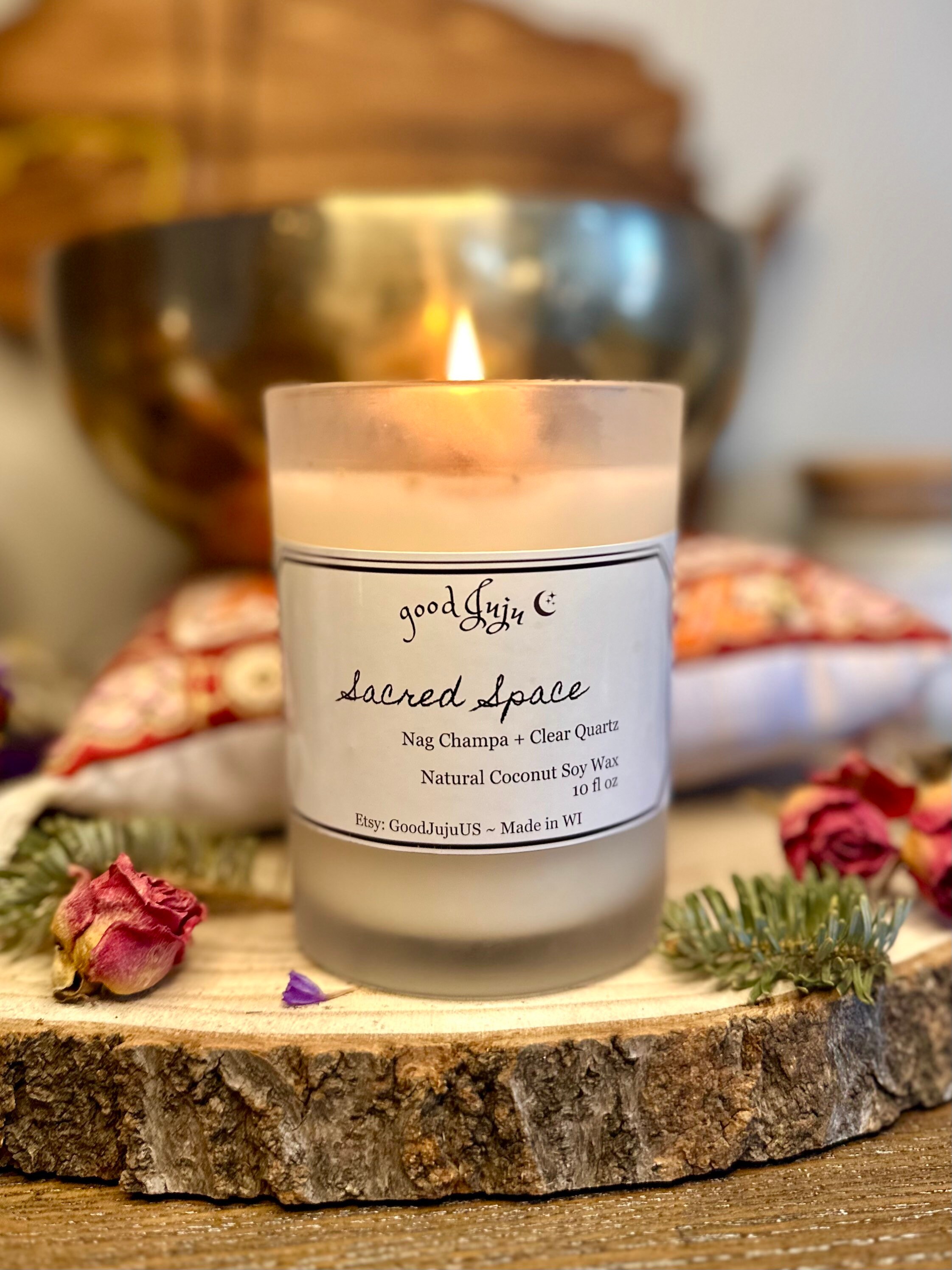Sacred Space Scented Candle With Quartz Crystal Etsy UK