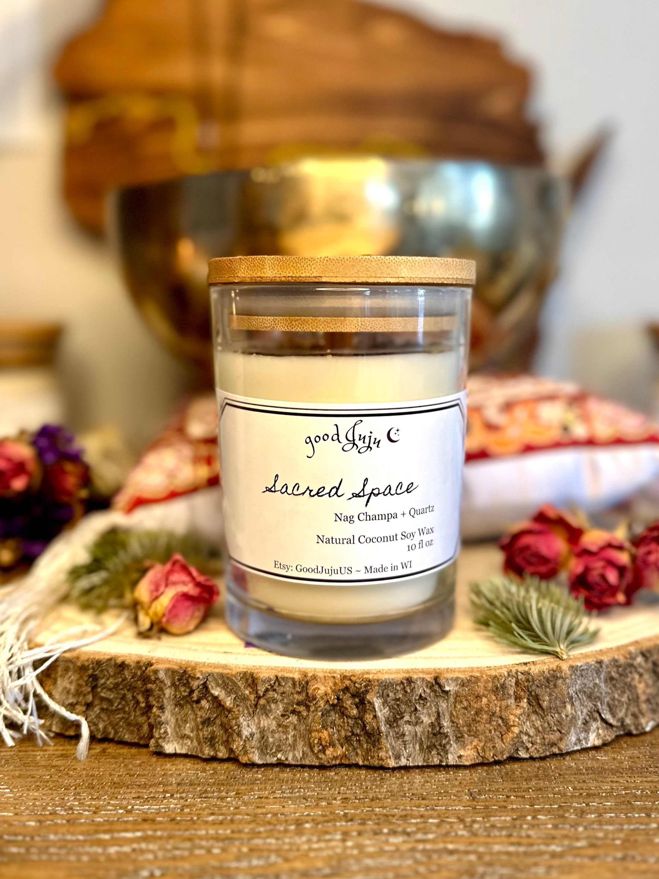 Sacred Space Scented Candle With Quartz Crystal Etsy UK