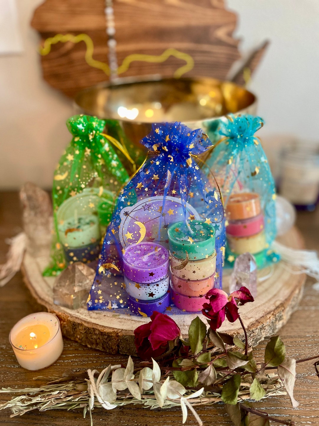 Chakra Tea Light Set | Scented Candles | Crystals | Soy Candle - Etsy