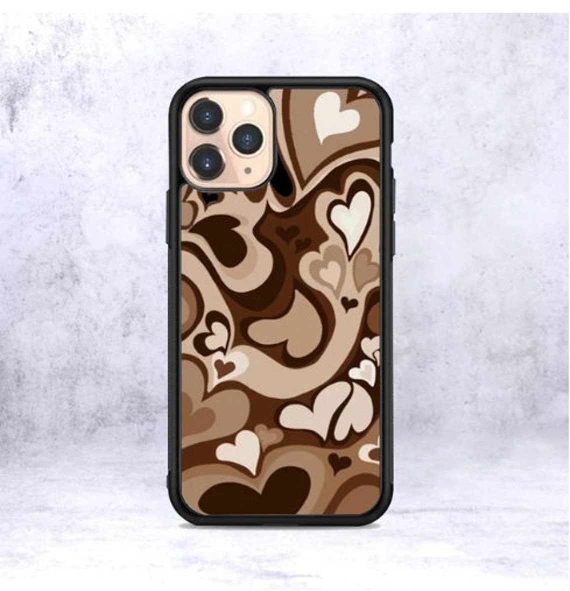Heart Phone Case Brown Heart Phone Case Love Heart Phone Etsy