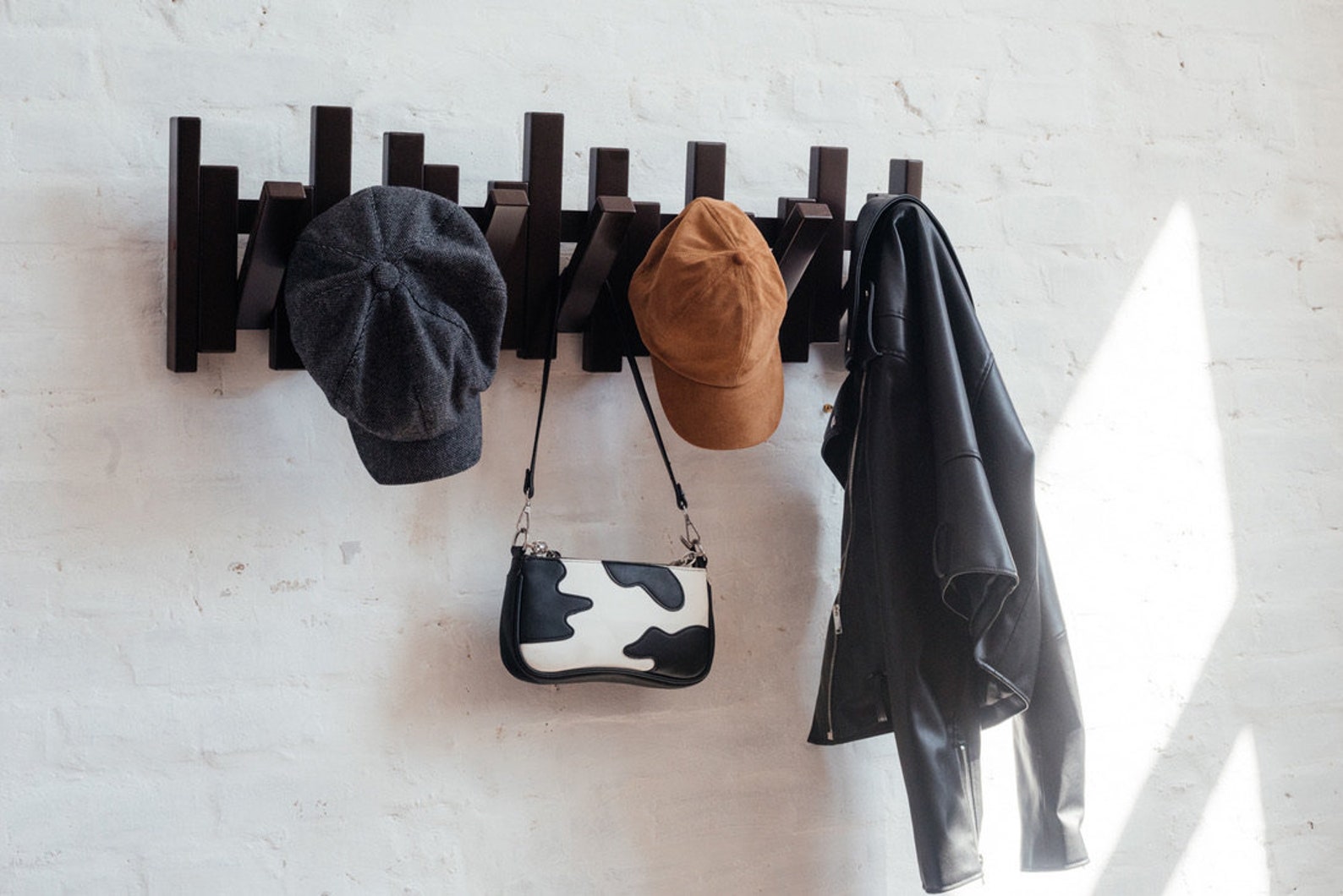 Wallmounted clothes rack made of wood Organizer Small Etsy