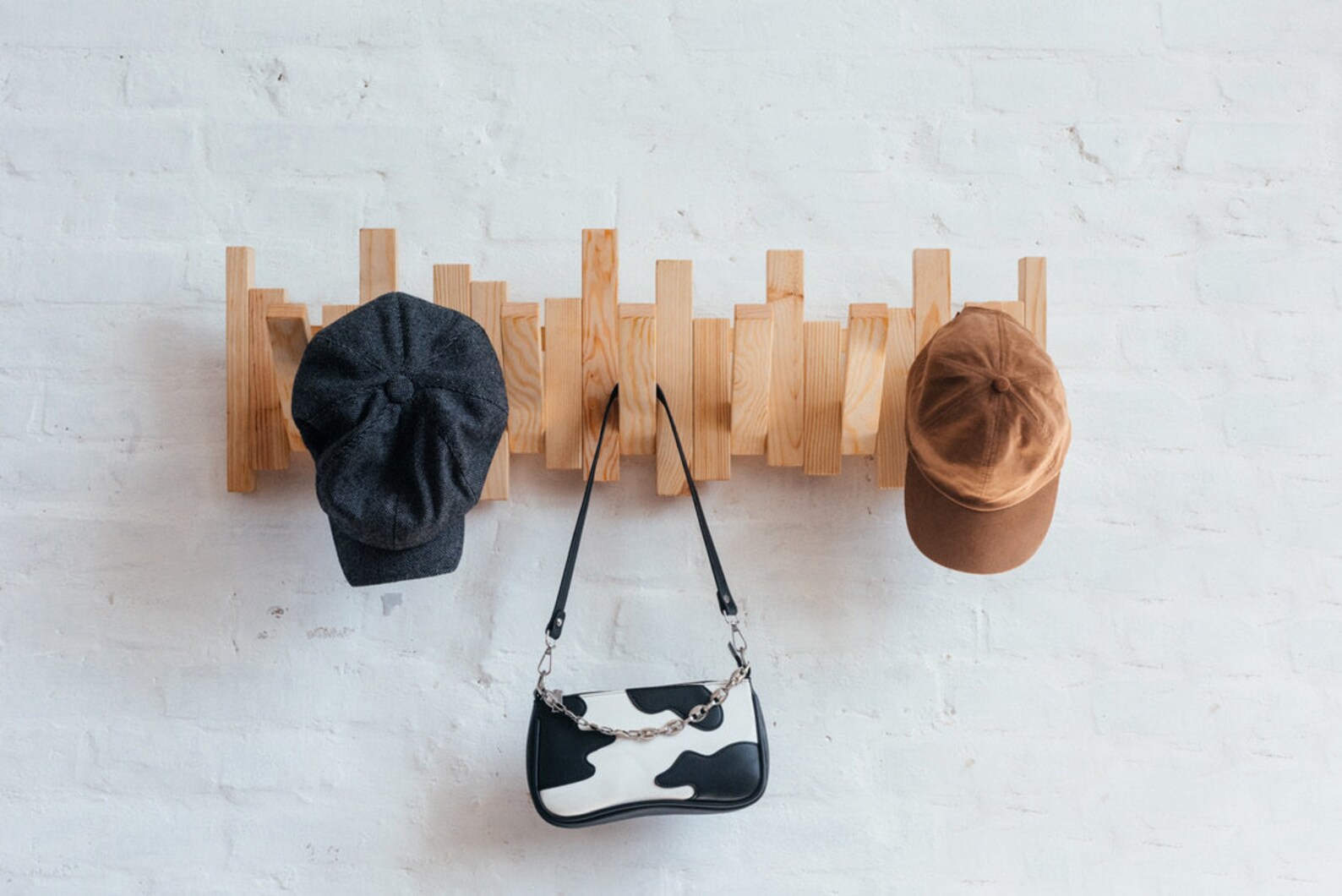 Wallmounted clothes rack made of wood Organizer Small Etsy