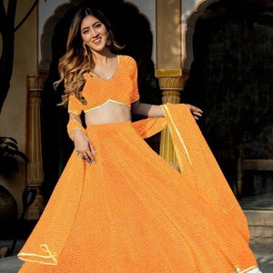 Mustard Yellow Lehenga Choli: Georgette Indian Wedding Outfit