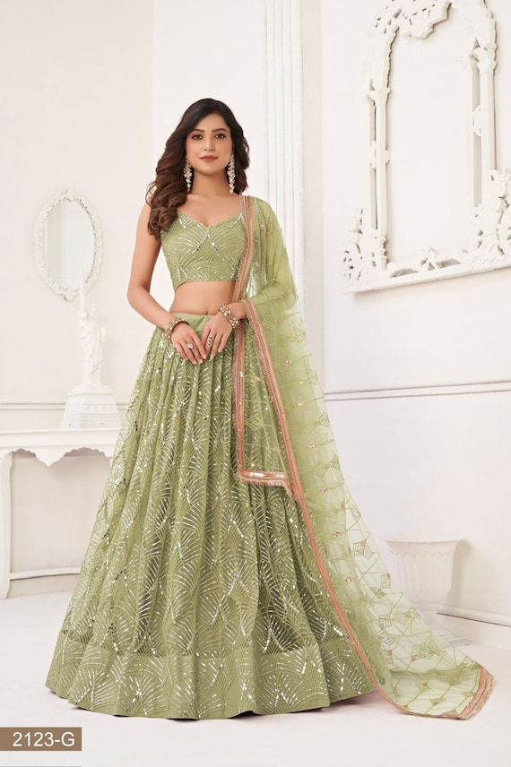 Pista Green Lehenga Choli: Indian Wedding Party Wear - Etsy