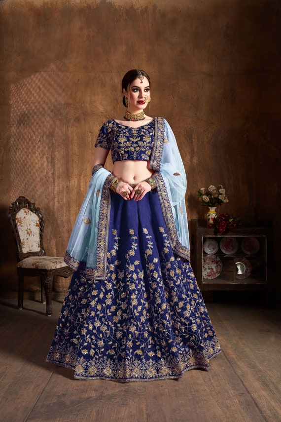 Blue Lehenga Choli for Women Indian Wedding Wear Bridal Lehenga