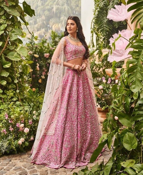 Pink lehenga for reception sale