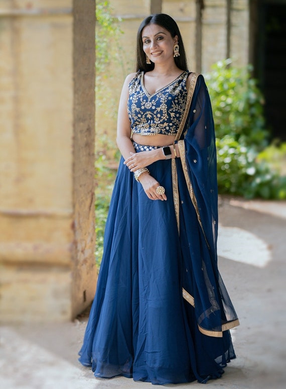Zeel Clothing Women's Faux Silk Semi stitched Lehenga Choli (7031-Bridal- Lehenga-Women-Heavy_Blue_Free Size_New) : Amazon.in: Fashion