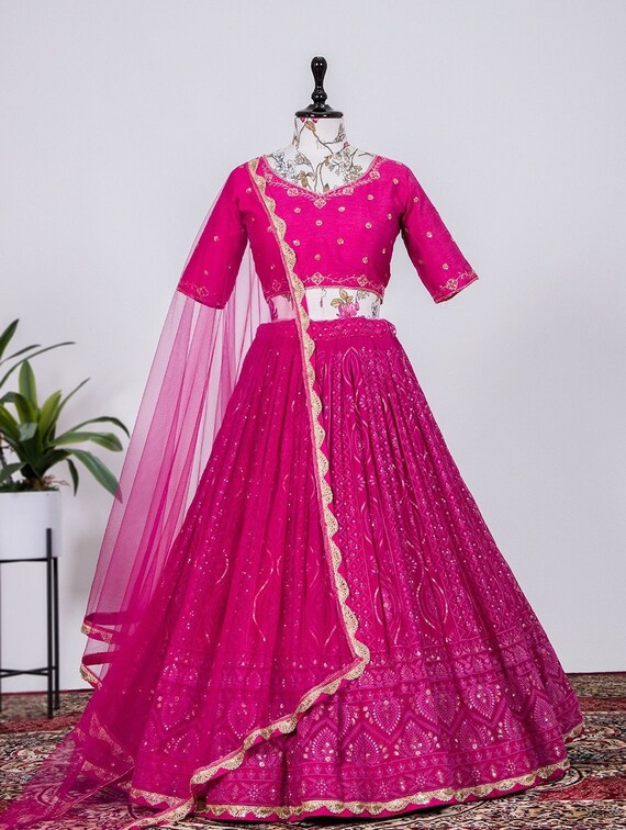 Hot pink indian wedding dress cheap