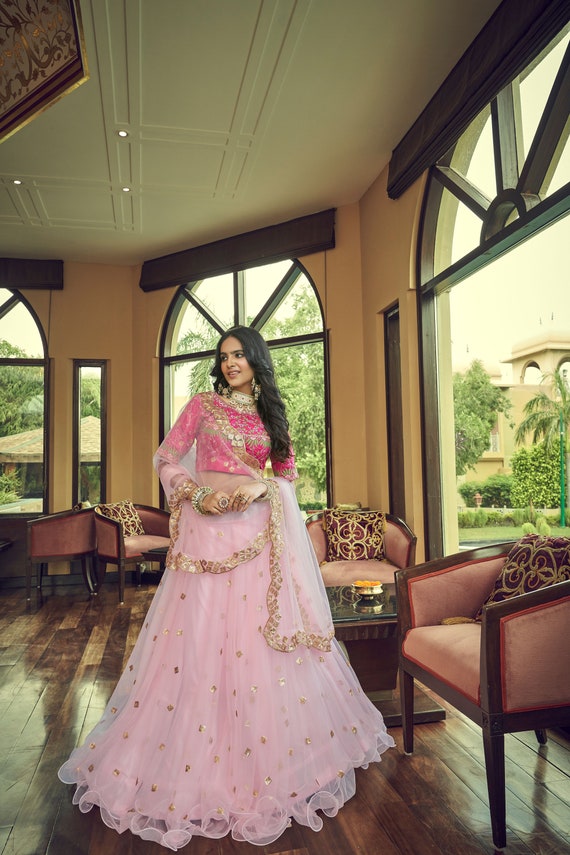 Buy Indian Dresses - Light Pink Embroidered Pakistani Palazzo Suit