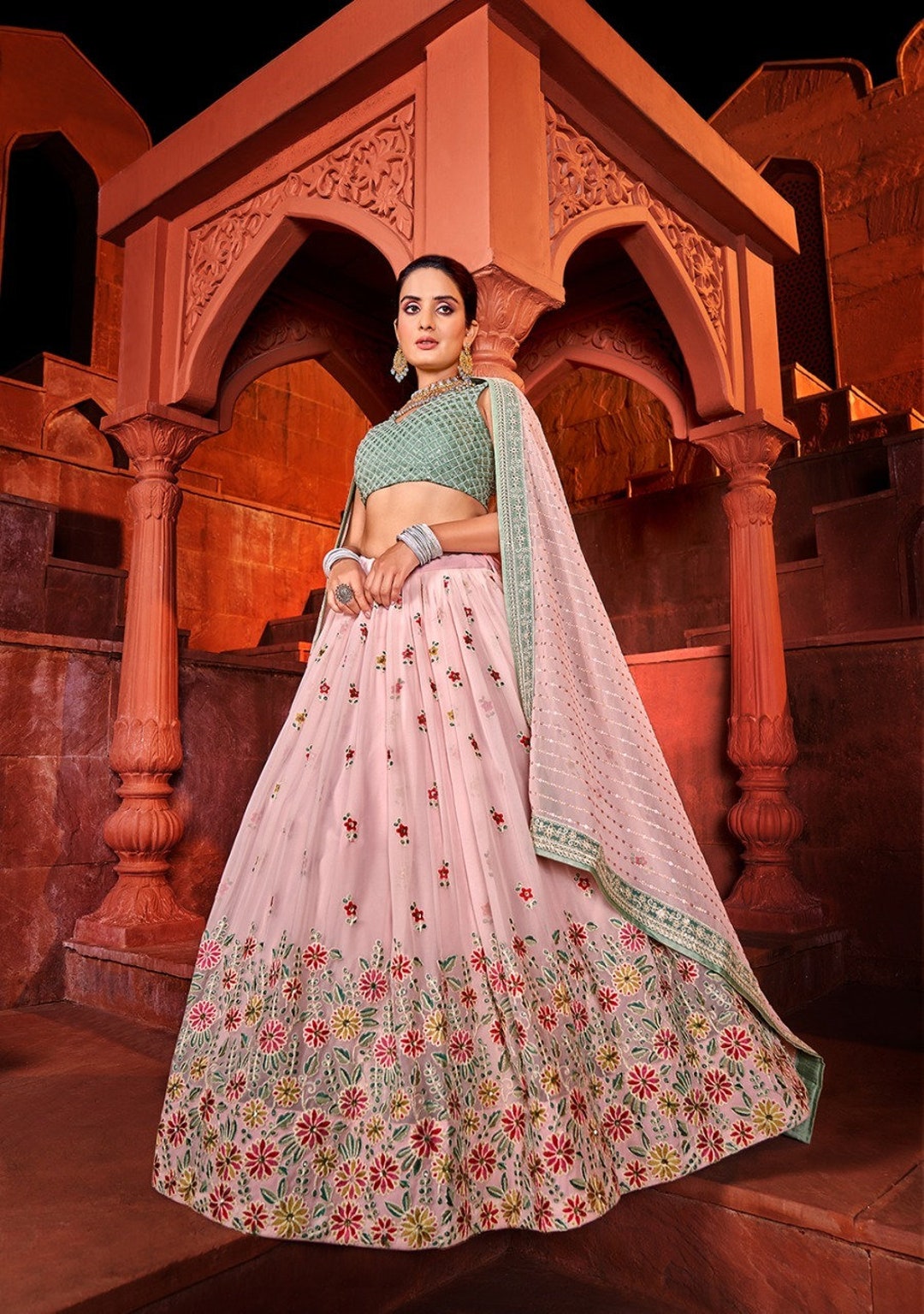 Pastel Pink Lehenga Choli for Women Ready to Wear Indian Wedding Party
