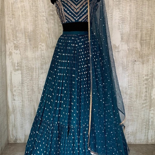 Designer Teal blue lehenga choli for women Sequence work indian wedding lehenga choli party wear lengha choli bridesmaids lengha indian dres