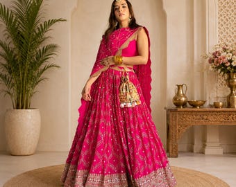 Hot Pink Lehenga choli for women or girls  indian wedding designer lengha choli party wear lehenga choli reception bridal lengha choli