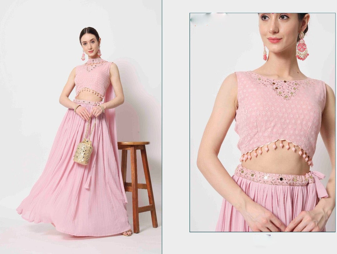 Light Pink Pastel Pink Lehenga Choli for Women Ready to Wear Indian