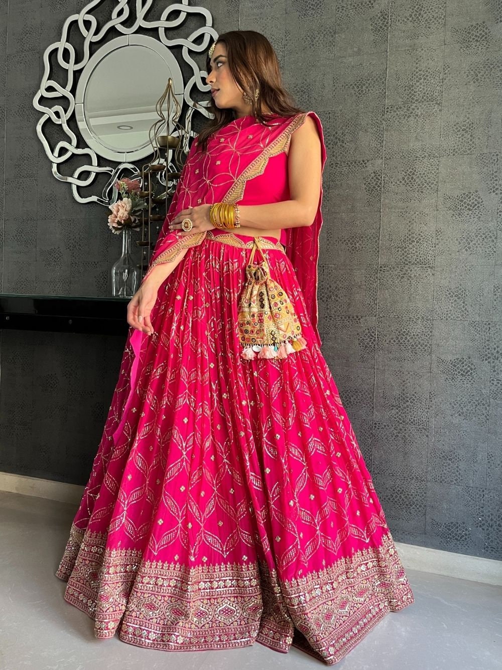 Rani Pink Lehenga Choli for Women or ...