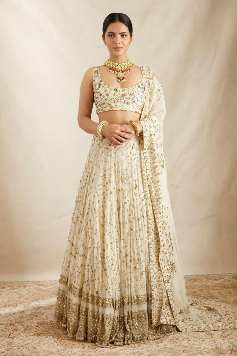 White ghagra dress cheap