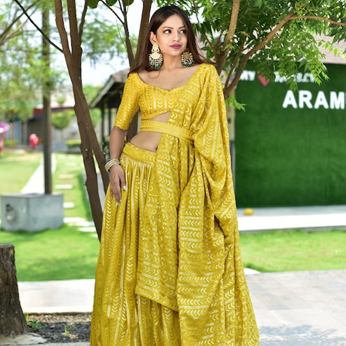 Yellow Haldi Function Wear Lehenga Choli for Women Indian - Etsy