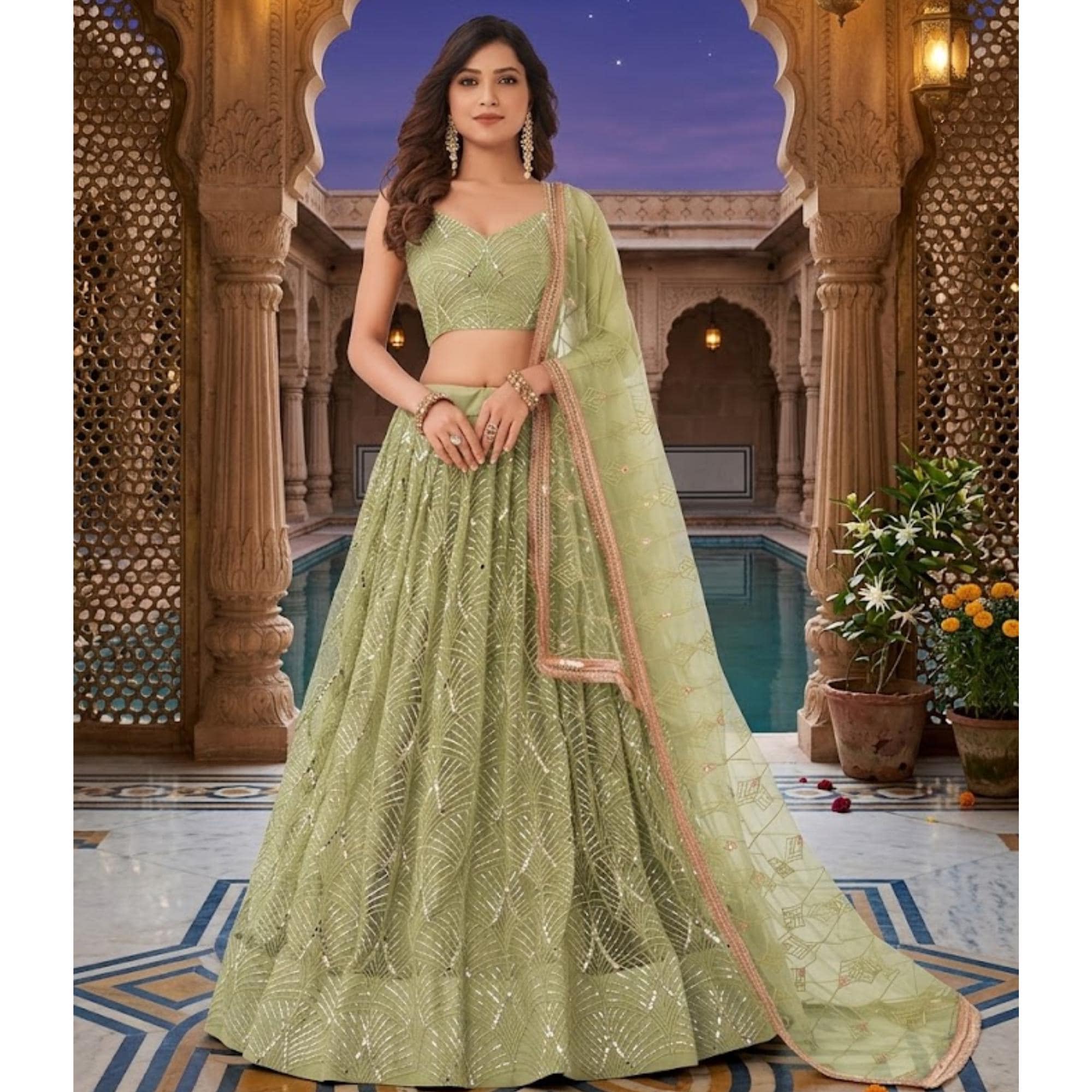 Pista Green Lehenga Choli: Indian Wedding Party Wear - Etsy