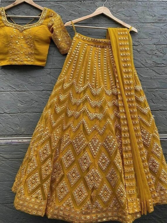 Girls Coral & Yellow Ready-to-Wear Lehenga Choli – Elegant Ethnic Wear | Indiaista main image 1
