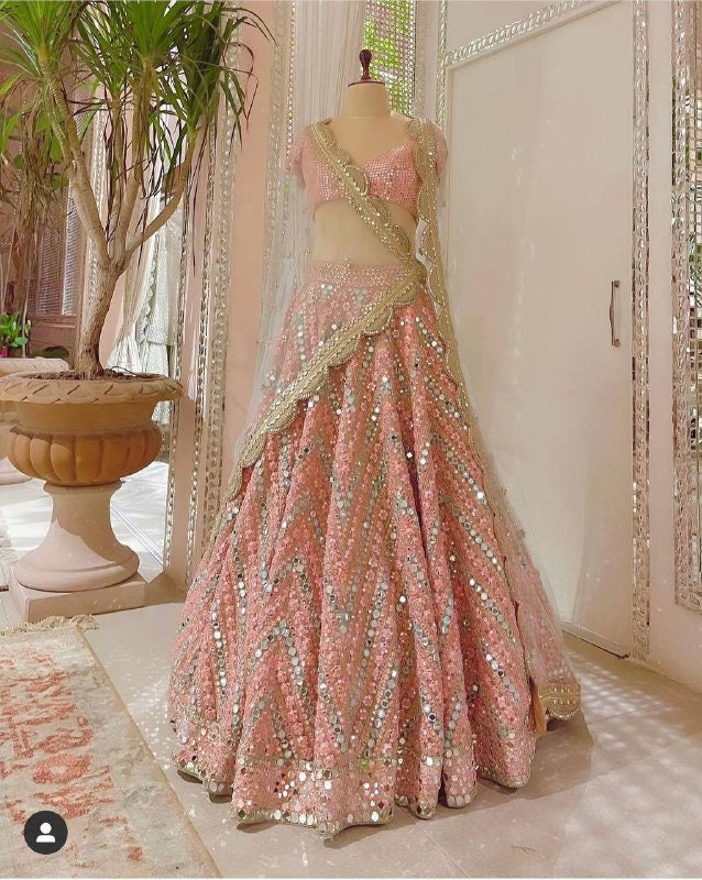 Pink and gold lengha hotsell