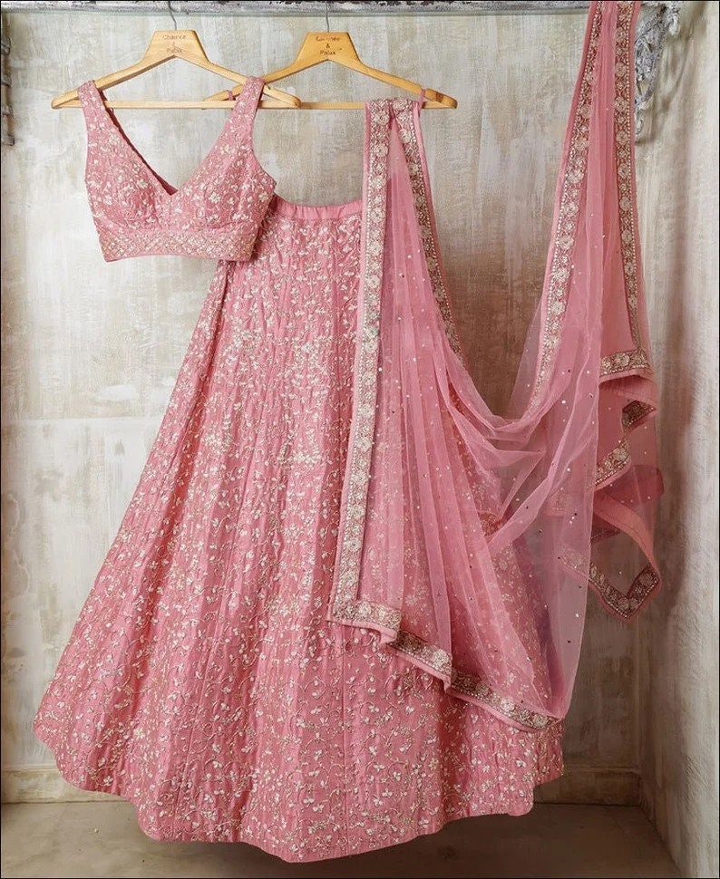Pastel Pink Lehenga Choli for Women Ready to Wear Wedding Wear Etsy