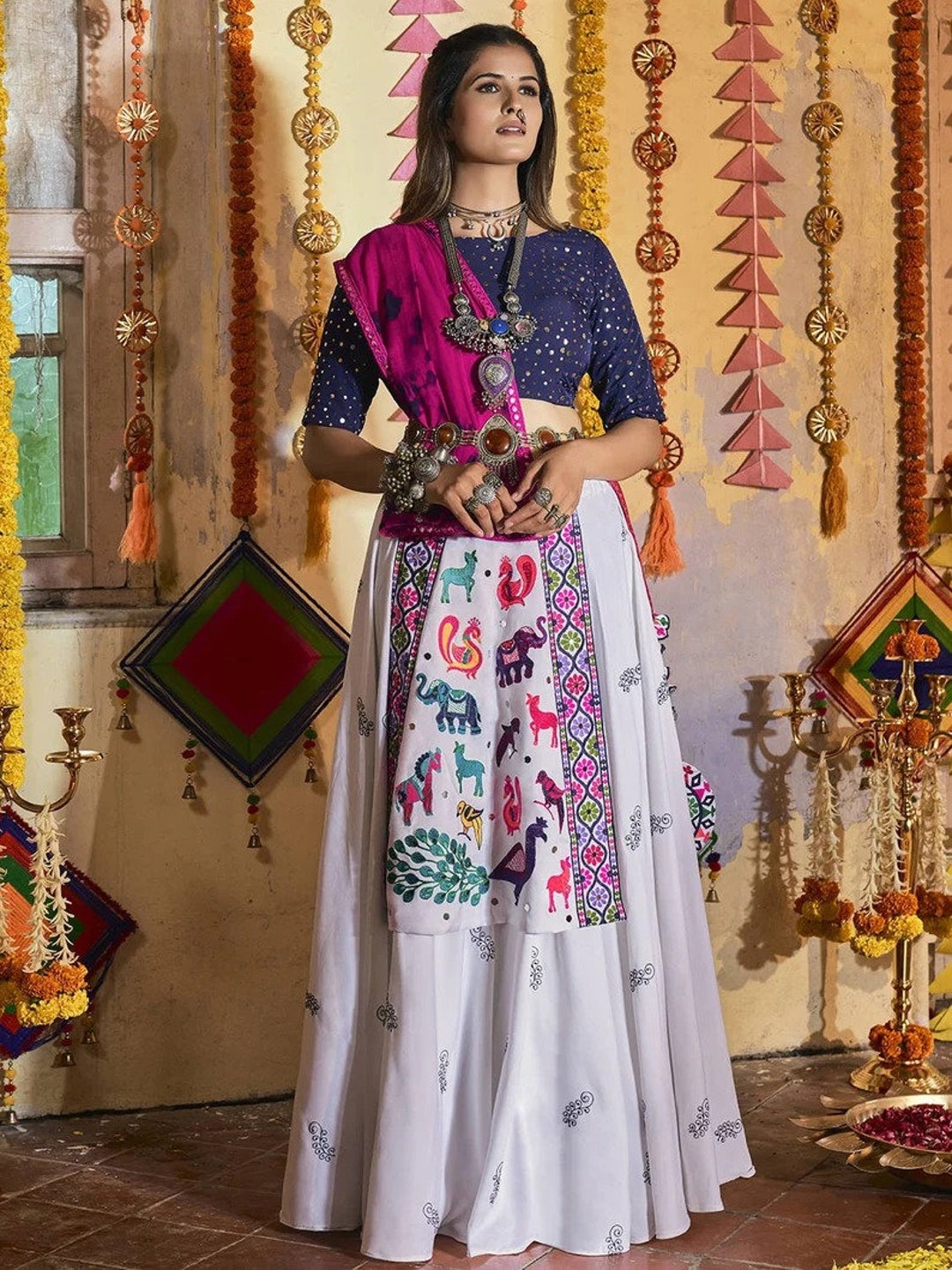 White Lehenga Choli for Women Indian Outfits Garba Lengha - Etsy