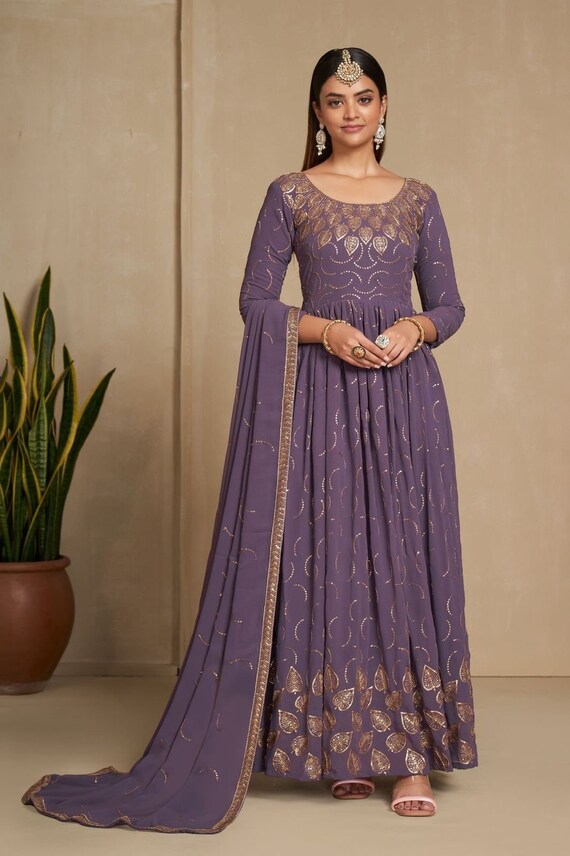 Lavender pakistani cheap dress