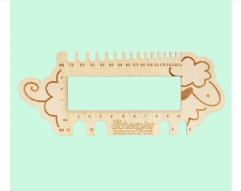 Safety Eye, Needle, & Hook Gauge Sheep - Size 2-12mm, 1-10cm Ruler / Scheepjes Brand