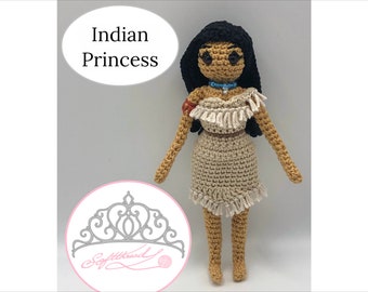 Indian Princess- Crochet PDF Pattern / Crochet Dress-up Doll