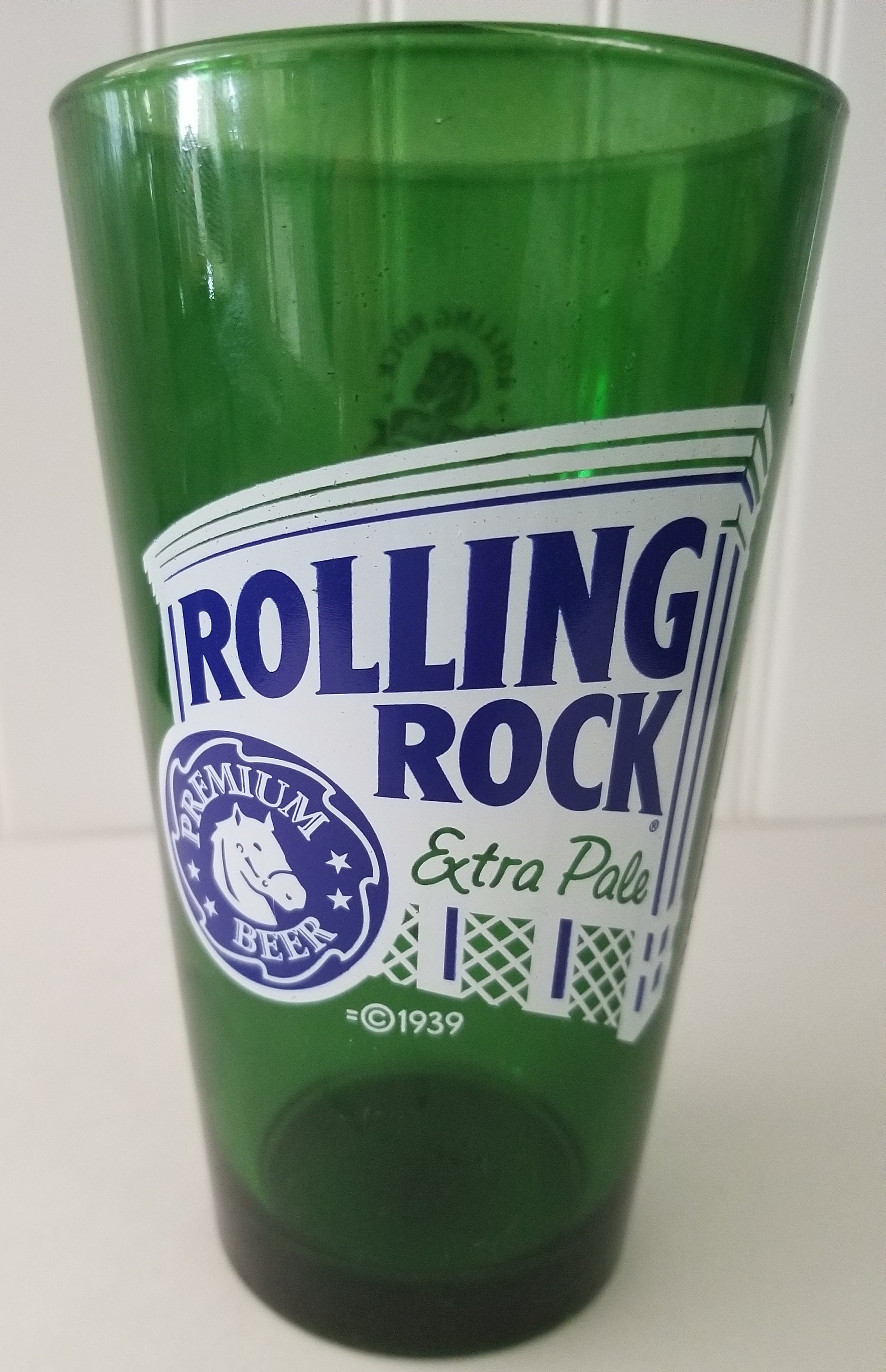 The Iconic Rolling Rock Beer Glass Large Green Beer Glass Etsy UK