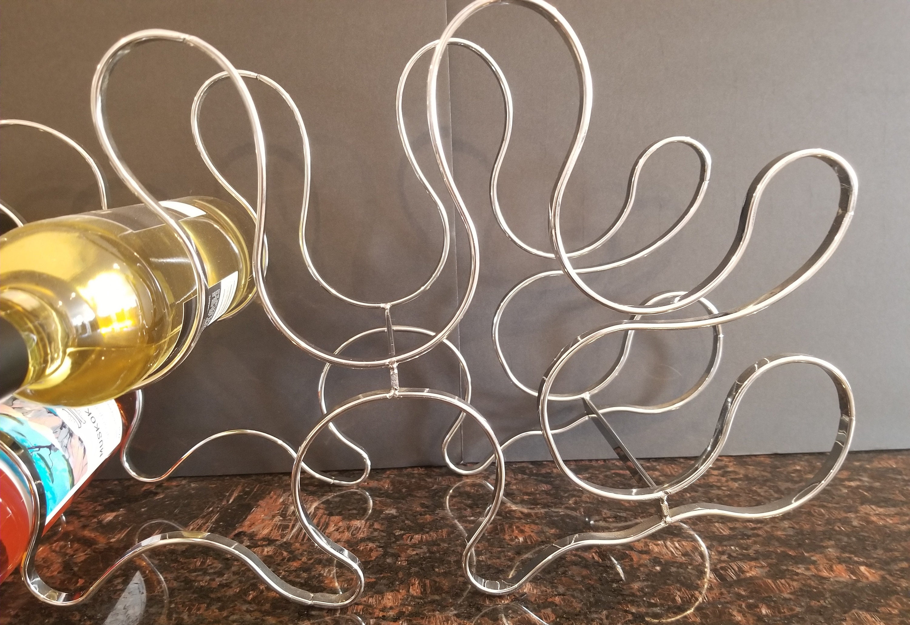 Vintage Modern Chrome Sculptural Wine Rack Counter Table Etsy