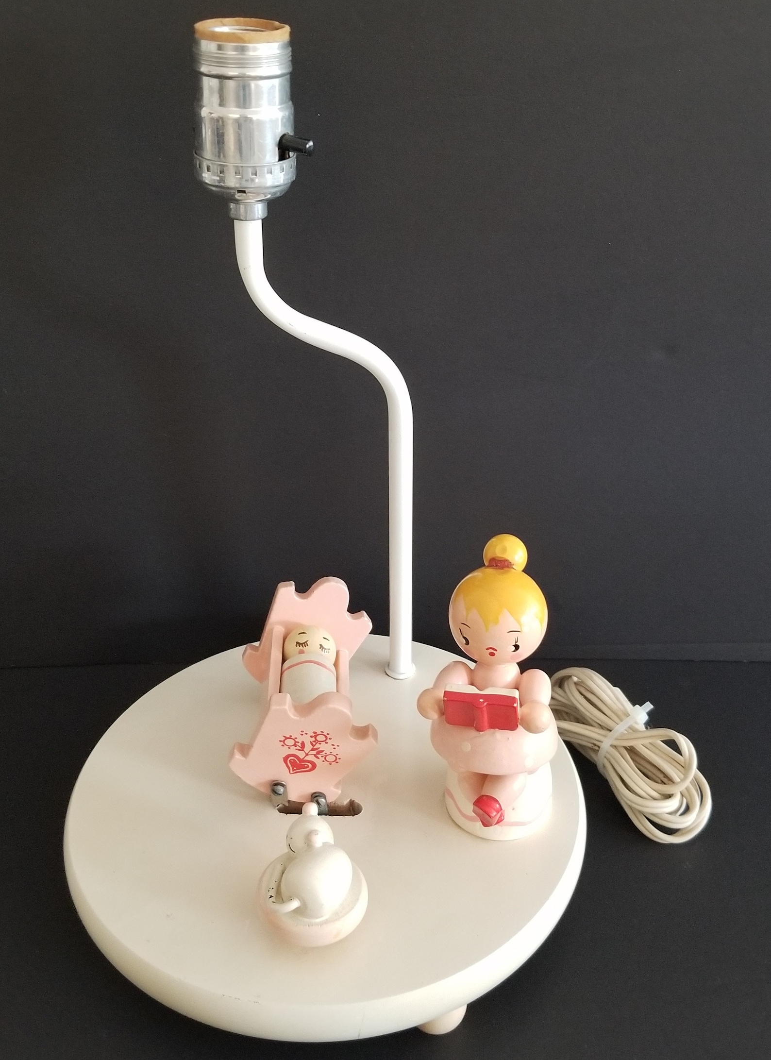 Vintage Musical Nursery Lamp, Baby, Child's Bedroom Light, Pink
