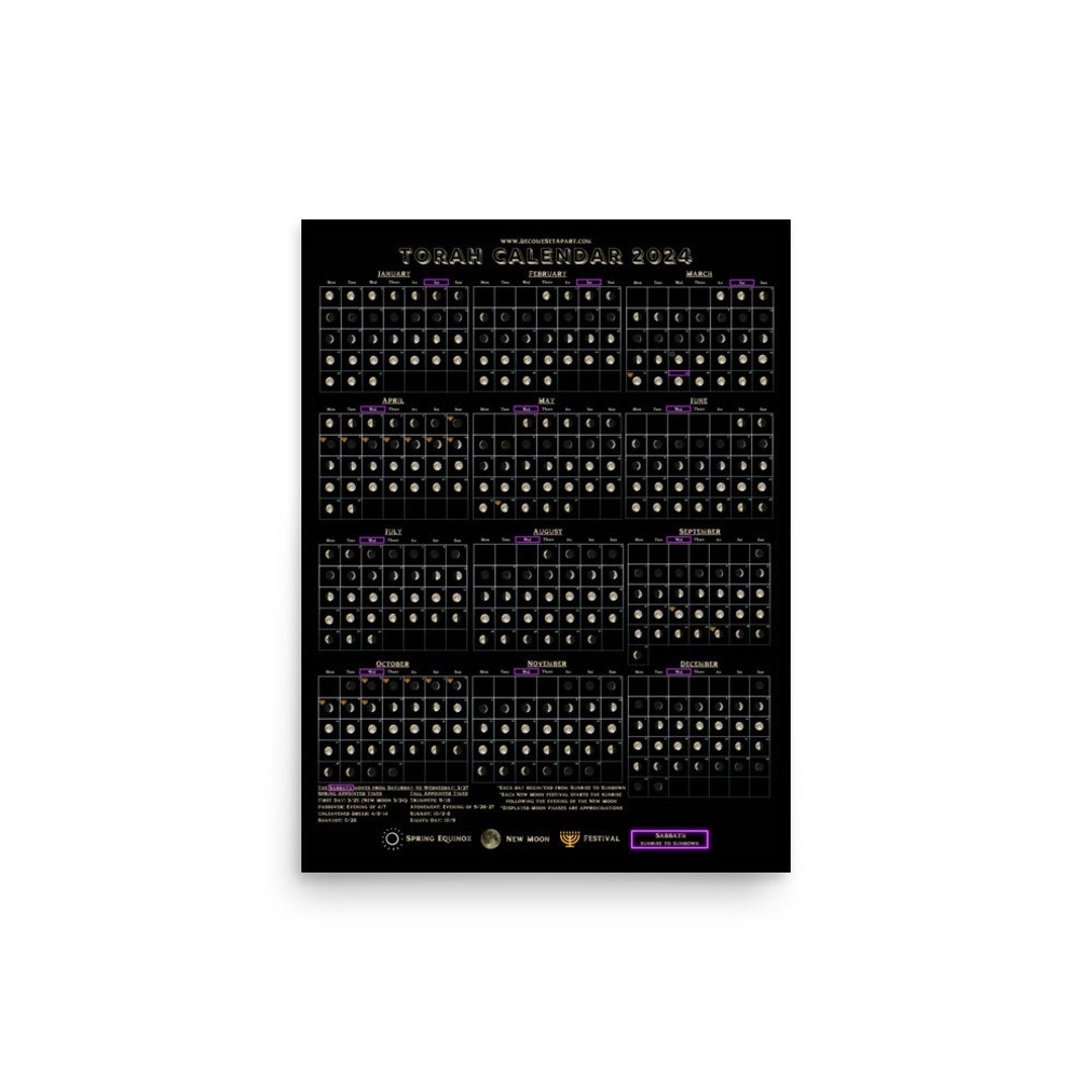 Torah Calendar, 2024 Poster Etsy