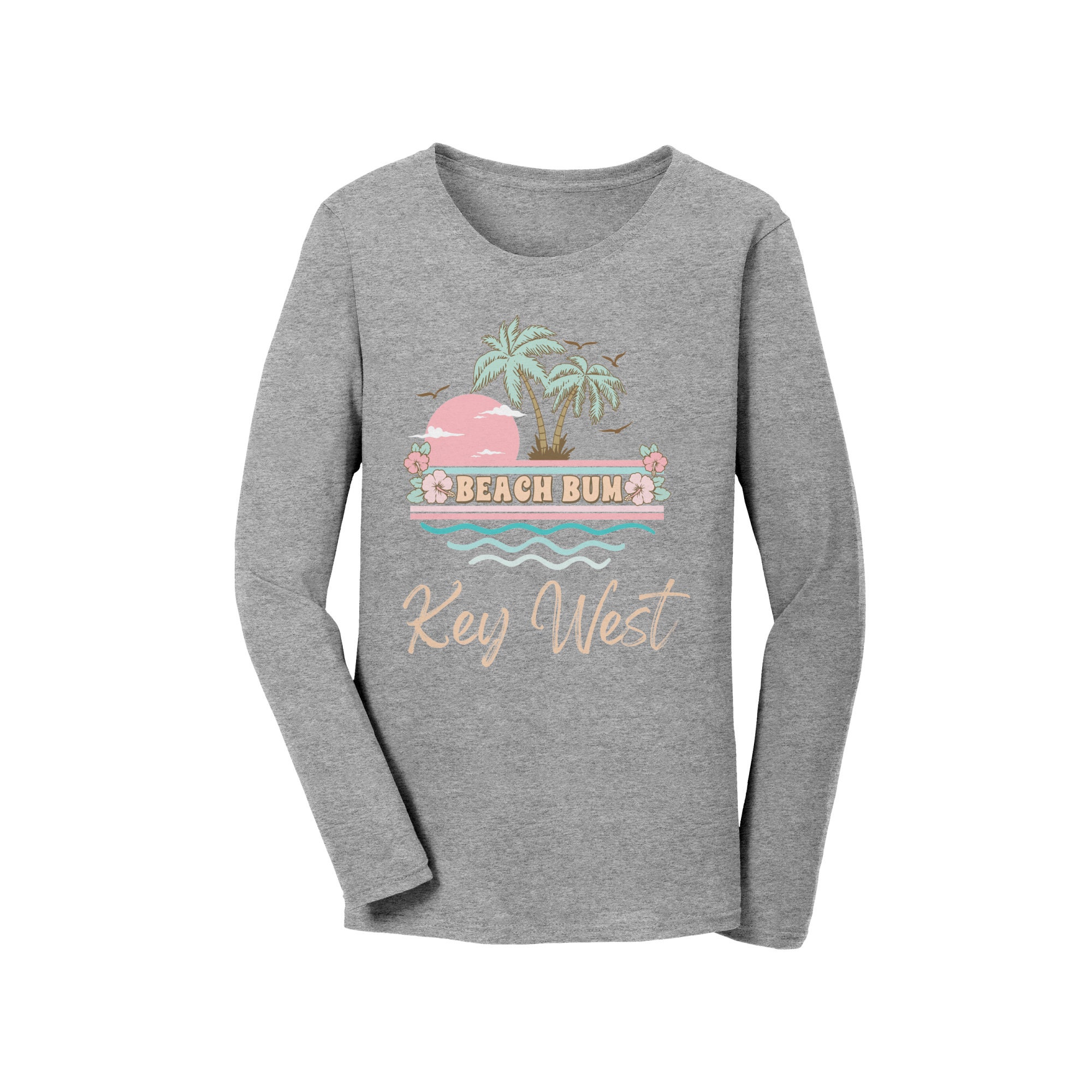 Key West Beach Bum Vintage Look Long Sleeve Bella Shirt Etsy