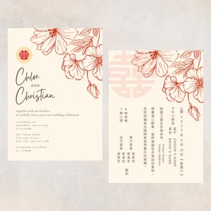 Chinesische Hochzeitseinladung, Chinesische Hochzeitseinladung, zweisprachige Hochzeit, asiatische Hochzeit, sofortiger Download, bearbeitbare Vorlage