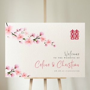Chinese Wedding Welcome Sign Template, Tea Ceremony Sign, Asian Wedding Signage, Japanese Wedding Signage, Vu Quy Welcome Sign Template