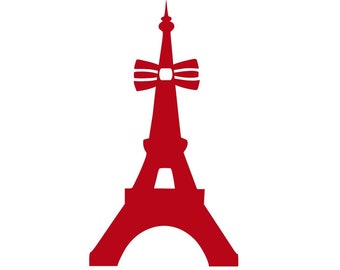 Tour Eiffel noeud rayé en flex thermocollant ou vinyle autocollant