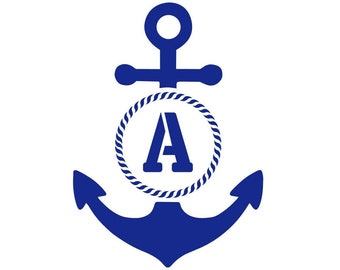 Anchor with monogram initial in iron-on flex or self-adhesive vinyl