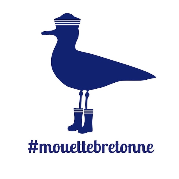 Mouette bretonne avec bottes et chapeau marin en flex thermocollant ou en vinyle autocollant