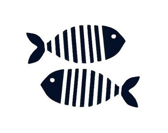 Set di 2 pesci termoadesivi flessibili a righe, pesce, mare, vacanze, ispirazione marina, Bretagna, pesciolini, righe